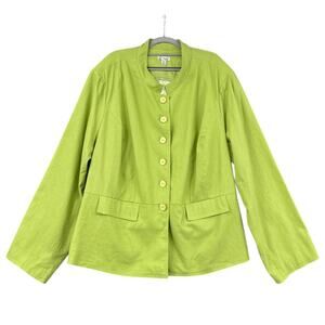 Chadwicks Classics Green Button Front Long Sleeve‎ Collarless Jacket Size 24W